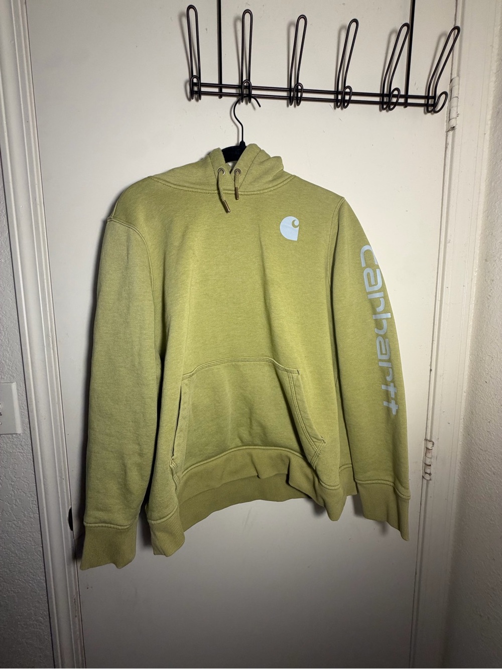 Carhartt Men’s Light Olive Green Logo Crewneck Hoodie